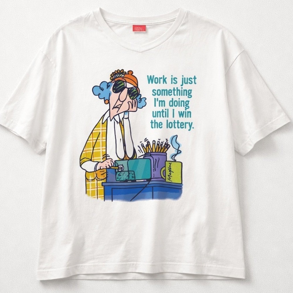 Jerry Leigh Maxine‎ Graphic T-Shirt Women 26/28 White Excellent Funny Hallmark